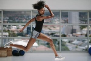 Woman running outside