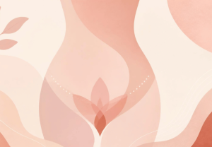Abstract image of women and pelvic floor health. Cream and pink tones.